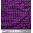 thumbnail image 1 of Soimoi Purple Silk Fabric Stripe & Square Geometric Printed Fabric 1 Yard 42 Inch Wide, 1 of 3