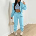 thumbnail image 2 of Kcodviy Ensemble Chandail à Capuchon et Pantalon pour Femmes, Tenue Habillée pour Invitée de Mariage, Ensemble Pantalon à Manches Longues, Combinaison 3 Pcs pour Femmes, Jambe Grand, Imprimé de Lettres, Molleton, Tenue de Sport Décontractée, 2 of 7