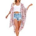 thumbnail image 4 of Ladies Summer Vacation Beach Sunscreen Loose Chiffon Print Cardigan Blouse Jacket, 4 of 6
