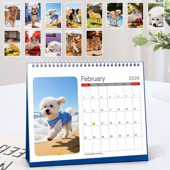SSZMDLB under $5 Personalized Pet Calendar, 2026 Pet Photo Calendar, Horizontal Wall Calendar for Pet Lovers, 12 Monthly Adorable Animal Pictures, Home Office Desk Calendar with Ample Note Space