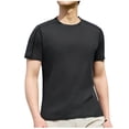 thumbnail image 2 of Styesk T Shirts for Man Solid-Color Casual Elastic Sports Short Sleeved Round-Neck Blouses, 2 of 5