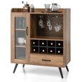thumbnail image 1 of Gymax Buffet Bahut Crédence d'Armoire de Bar à Alcool avec Casier à Vin et Porte-Verre, 1 of 10