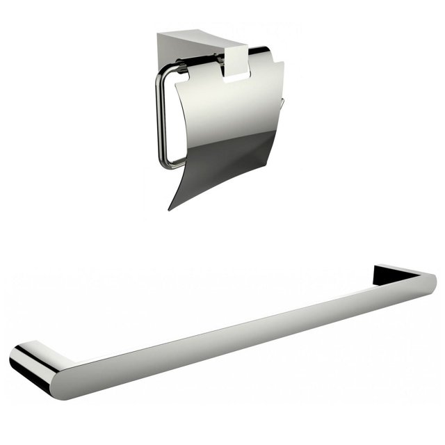 Chrome Plated Toilet Paper Holder With Single Rod Towel Rack Accessory Set AI-13331