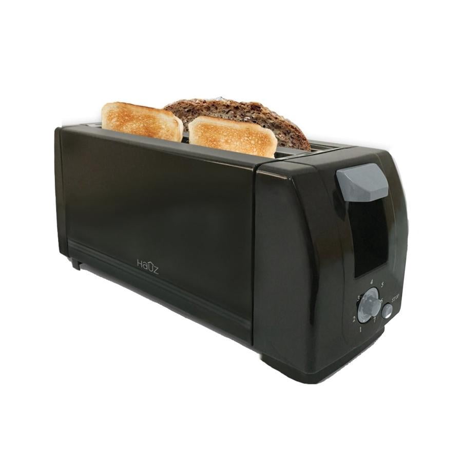 Hauz 4-Slice Toaster, Black, 1300W with Wide and Long Slots