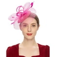 thumbnail image 2 of Pink Heardband Tea Party Fascinator Kentuckys Derbys Hat Fascinator Pillbox Hat Headband for Cocktail, 2 of 5