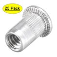 thumbnail image 1 of Uxcell Aluminium Alloy Knurled Flat Head Threaded Insert Nut #6-32 25 Pcs, 1 of 6