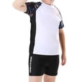 thumbnail image 3 of Toddler Swimsuit Boy Plus Size Pool Hot Spring Short Sleeve Printed Tops Swim Trunks Split Swimwear Set Baby Boy Bathing Suit White 160, 3 of 7