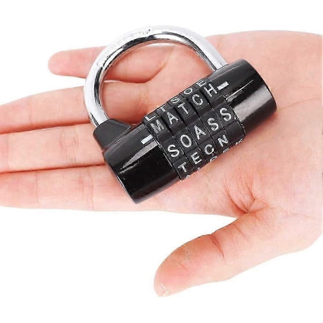 Gym Locker Lock,5 Letter Word Lock,5 Digit Combination Lock,Safety Padlock for School Gym Locker,Sports Locker,Fence,Toolbox,Case,Hasp Storage (Black)
