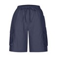 thumbnail image 4 of Timegard Cargo Shorts for Women Elastic High Waisted Drawstring Athletic Walking Shorts with Multi-pockets, 4 of 5