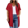 thumbnail image 1 of Plebaso Womens Plus Size Cardigan Short Sleeve Summer Cardigans Open Front Casual Blouses with Pockets, 1 of 7