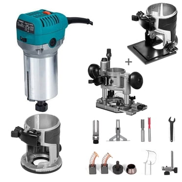VEVOR 1.25 hp Soft Start Compact Router Kit Max Torque 30,000rpm Variable Speed Router With Fixed Base, Plunge Base and Tilt Base For Woodworking & Furniture Manufacturing