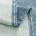thumbnail image 2 of Curtainking Rideaux en Lin à Oeillets pour Salon Rideaux de Fenêtre 52x63 Pouces Rideaux à Rayures Géométriques 2 Panneaux Beige sur Bleu, 2 of 6