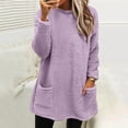 thumbnail image 2 of SNKSDGM Chandails Courts pour Femmes Chandail à Col Rond pour Femmes Chandail Uni d'Automne et d'Hiver Chaud à Col Rond à Manches Longues avec Poche Robe Décontractée Hygiénique TTTTG, 2 of 6