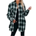thumbnail image 1 of vdgthytj Womens Plaid Shackets Fall Casual Long Sleeve Collared Button down Shirts Ladies Plus Size Casual Jackets, 1 of 1