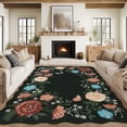 thumbnail image 3 of Garvee 5'x7' Floral Area Rugs, Washable Boho Rugs Ultra Soft Print Carpet, Non-Slip Low Pile Rug Stain Resistant Distressed Indoor Rugs for Living Room Bedroom Dining Room, Black, 3 of 9