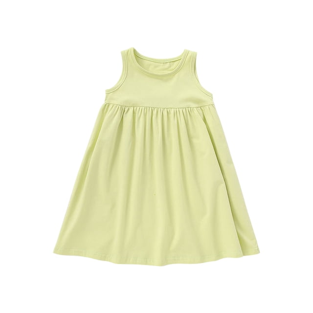 Robe Sans Manches pour Tout-Petites Filles, Tunique Unie, Robe Trapèze Évasée, Robe d'Été Fluide pour Enfants 1-8 Ans