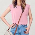 thumbnail image 2 of cfhntfmh Hauts d'Été pour Femmes Décontractés à Col Rond T-Shirts Basiques Unis Confortables Amples à Manches Courtes Chemises de Plage pour Vacances, 2 of 3