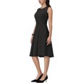 thumbnail image 4 of INSPIRE CHIC Robe Sans Manches pour Femme à Fermeture Éclair, Ceinturée, Coupe Ajustée et Évasée, Robe Midi de Bureau, m Noir, 4 of 6
