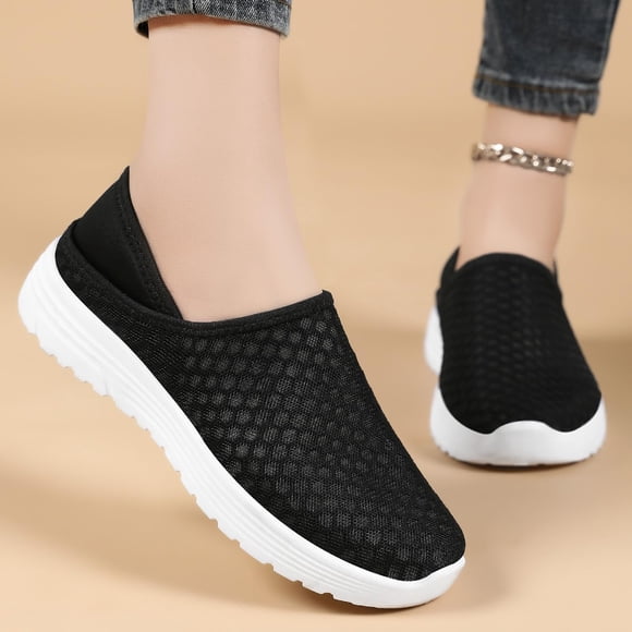 Commforr Orthopedic Shoes for Women, Ladies Shoes, Slip On Shoes for Women, Casual Shoes for Women, Mesh Shoes, New Orthopedic Shoes for Women, Women's Woven Breathable Soft Sole Shoes, Black, 8
