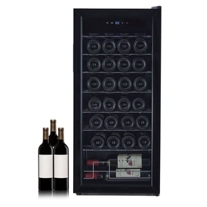 32 Bottles Compressor Wine Cooler Refrigerator - 41℉-64℉ Freestanding Wine Cellar, Compact Design, Single Glass Door, Digital LED Touch Control, For Red, White, Champagne or Sparkling Wine