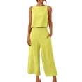 thumbnail image 1 of RKSTN Ensemble Deux Pièces pour Femme, Blouse Sans Manches à Col Rond de Couleur Unie et Pantalon Ample à Poches, Tenues d'Été, 1 of 7
