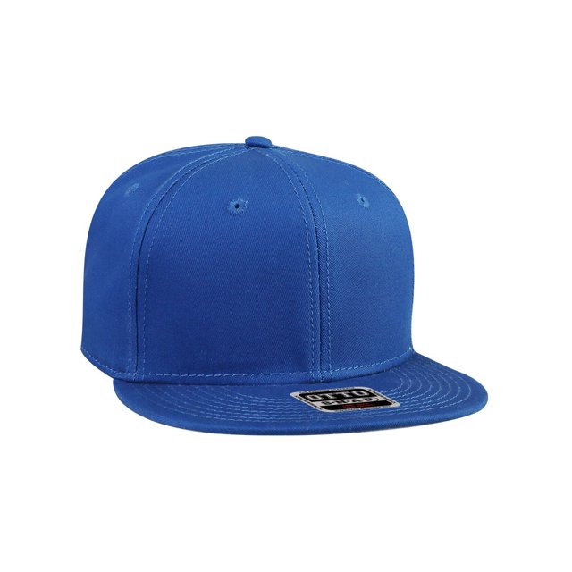 Cotton Twill Flat Bill 6 Panel Mid Profile Snapback Hat, Royal