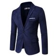 thumbnail image 4 of BOBOGOJP Blazer for Men Fall Winter Style Plus Cotton Solid Color Lapel Overcoat Jacket (Navy,L), 4 of 5