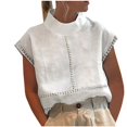 thumbnail image 1 of Birdeem Womens Spring Summer Solid Color Casual High Neck Top Cotton Hollow Out Design Blouses, 1 of 12