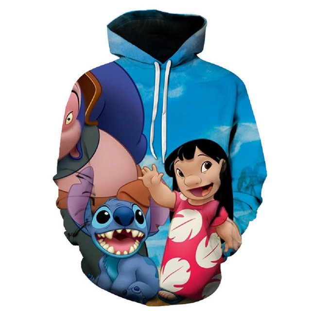 Vestes à Capuche Stich Imprimées 3D Anime Chandail à Capuche Chandail en Molleton