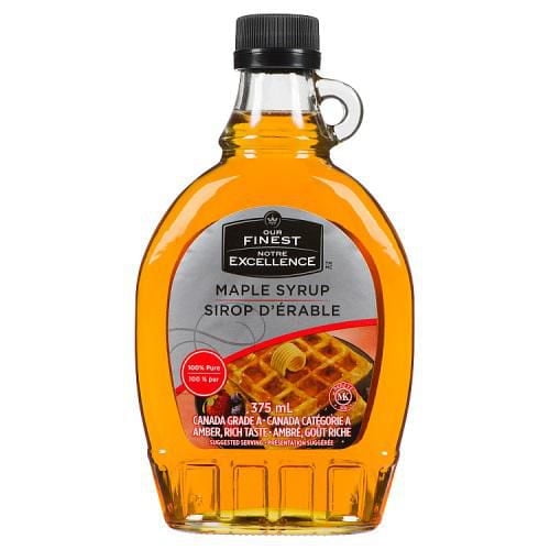 Our Finest Sirop d'Érable 100 % Pur Catégorie A Ambré, Goût Riche