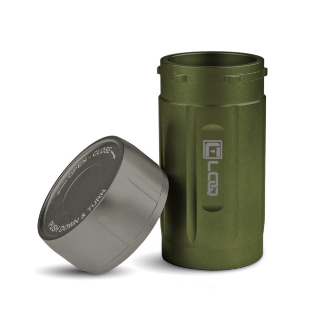 Corloq EDC120 Rugged Sealed Everyday Carry Storage Container, 120 CC, High Strength Zytel, Green Body, Gray Cap