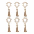 thumbnail image 2 of Oleegame 2PC Placemat Idyllic Wood Bead Tassel Napkin Ring Elastic Napkin Buckle Adjustable Hand Woven Rope Napkin Ring, 2 of 9