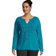 thumbnail image 1 of Just My Size Womens Split Neck Long Sleeve Graphic Tee, 4X, 1 of 2