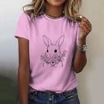 thumbnail image 2 of LUOGENLI T-shirts pour Femmes T-shirts Décontractés de Pâques Mignons Lapin et Fleur Imprimé Col Rond Manches Courtes T-shirts Amples Blouse Hauts T-shirts Graphiques de la Saint-Valentin TG, 2 of 5