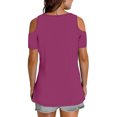 thumbnail image 4 of Timegard Womens Top Cold Shoulder V Neck Short Sleeve Comfy Casual Solid Color Tunic Top Blouse Summer, 4 of 7