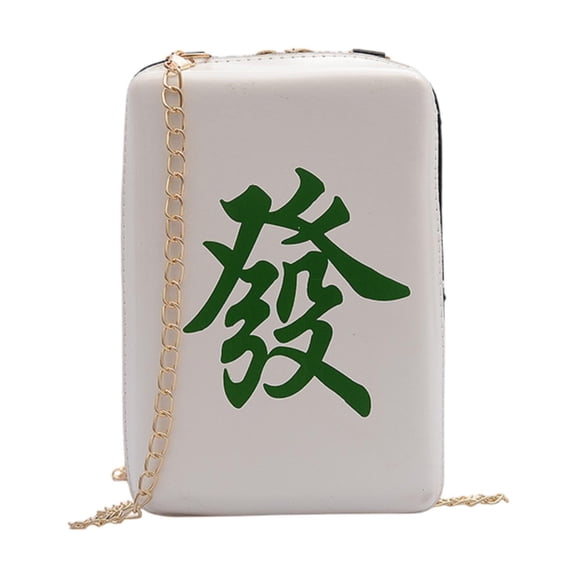 Tachiuwa Sac à Bandoulière pour Homme Femme Petit avec Longue Chaîne Double Fermeture Éclair Forme Mah-Jong Dragon Vert