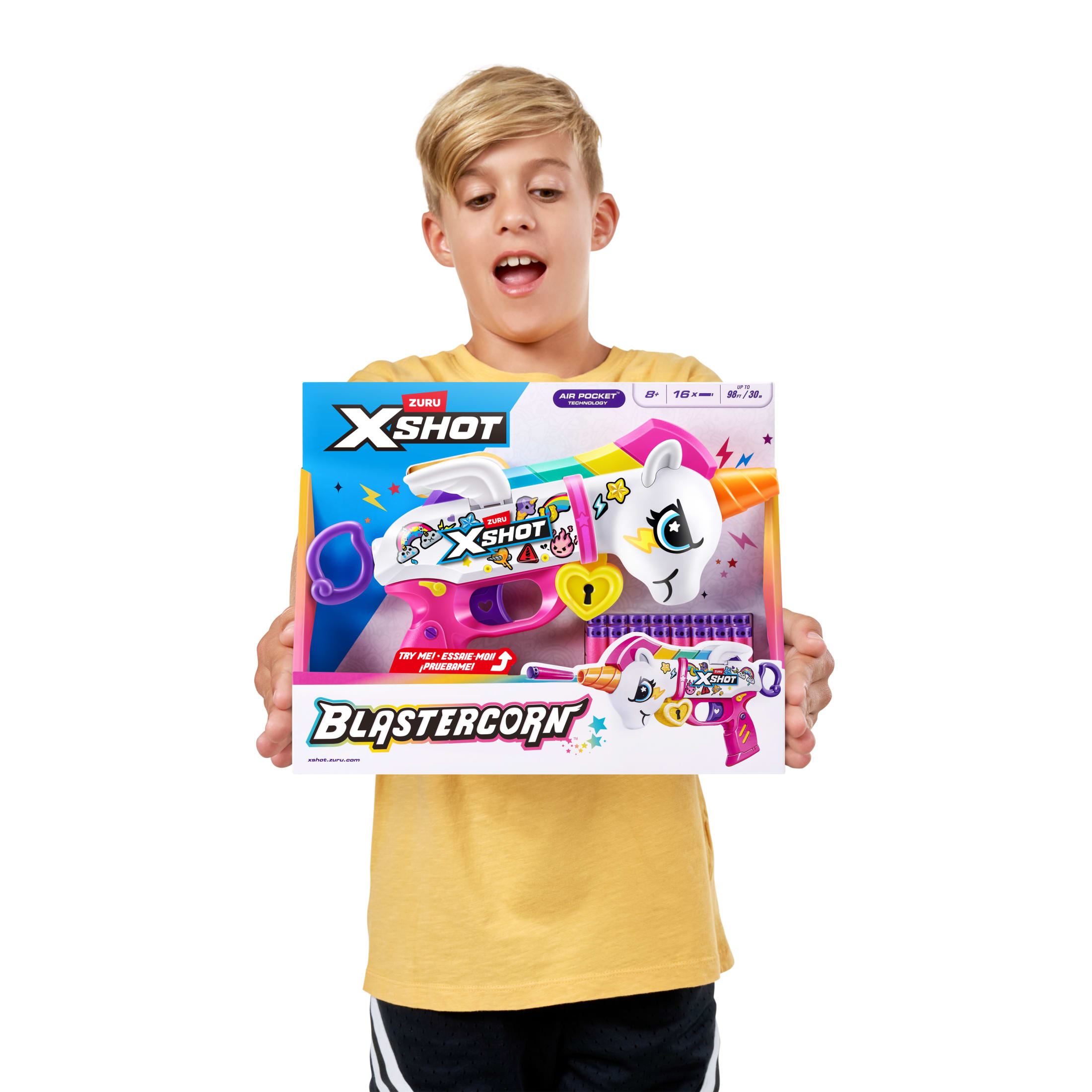 Pistolet à fléchettes XSHOT Blastercorn avec 16 Fléchettes à poche d'air, jouet d'extérieur de ZURU pour les enfants de 8 ans et plus