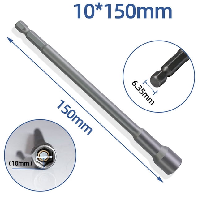 150mm Long 6mm-19mm Hexagon Nut Driver Drill Bit Socket Wrench Extension Sleeve
