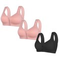 thumbnail image 1 of LOVZFMLL 3 Pack Plus Size Bras for Women Solid Color Comfort Soft Push Up Bra No Underwire Full Coverage Front Closure Everyday Bralettes M M, 1 of 2