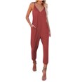 thumbnail image 2 of drppepioner Combinaison Femme Mode Été Poche Solide Décontractée Sans Manches à Bretelles, 2 of 9