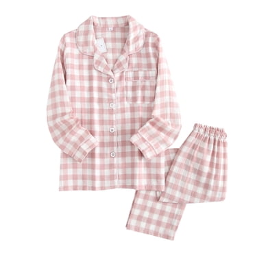 Zecgelong Pyjama de Vacances à Carreaux pour Garçons et Filles, Coton, Chemise Boutonnée, Ensemble de Pyjama, Ensembles de Vêtements pour Filles