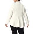 thumbnail image 3 of Agnes Orinda Women's Plus Size Blazer Button Notch Panel Ruffle Peplum Blazers 3X White, 3 of 6