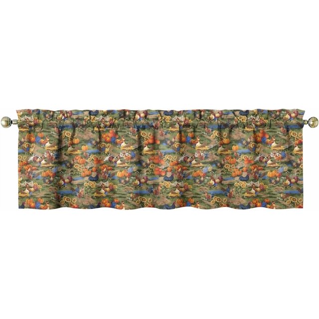 1 Piece Chicken Kitchen Curtains and Valances Set for Windows Rooster Kitchen Window Curtains Over Sink Decor 18x54 in
