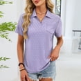 thumbnail image 1 of Pisexur Hauts pour Femmes Tendances Mode Chemises Col à Revers Col en V Manches Courtes Blouse Chic Décontractée Tunique Hauts Violet,P, 1 of 6
