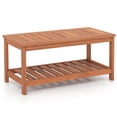 thumbnail image 1 of Patiojoy Table Basse de Patio en Bois Dur à 2 Niveaux Table Basse en Bois avec Plateau à Lattes et Tablette de Rangement Table de Cocktail Rectangulaire pour l'Extérieur, 1 of 8