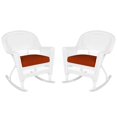thumbnail image 1 of Jeco Rocker Wicker Chair in White with Red Cushion (Set of 2), 1 of 9