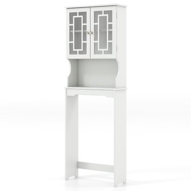 Gymax White Bathroom Over The Toilet Space Saver Storage Cabinet Organizer Shelf
