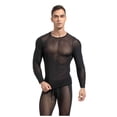 thumbnail image 1 of Mesh Transparent High Elastic Mens Fitness Running Cycling Sports Training Tights Long Sleeves for Performance Training, 1 of 2