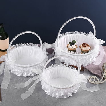 BRIGHTFUFU 1Pcs Modern Flower Girl Basket Lace Party Accessory for Easter Celebration