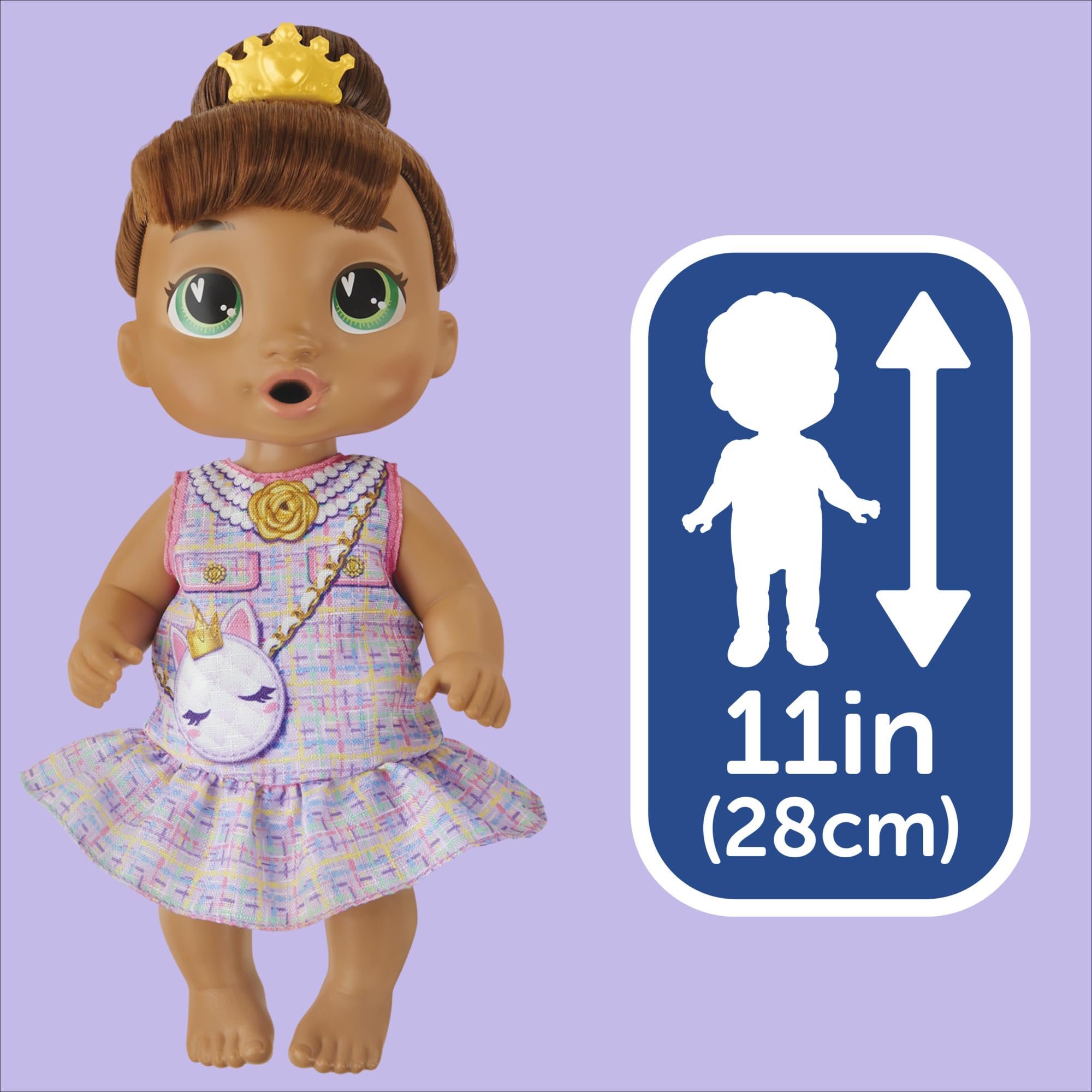 Baby Alive Poupée Bubbly Tea Party Sophia avec Accessoires de Théière, Cheveux Bruns, 11 Pouces, Jouets pour Filles et Garçons de 3 Ans et Plus